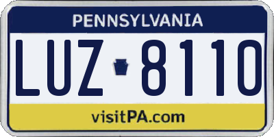 PA license plate LUZ8110