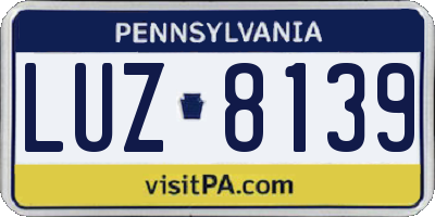 PA license plate LUZ8139