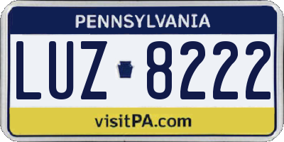 PA license plate LUZ8222