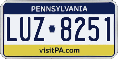 PA license plate LUZ8251