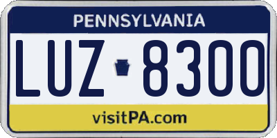 PA license plate LUZ8300