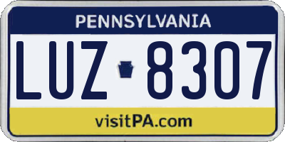 PA license plate LUZ8307