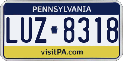 PA license plate LUZ8318