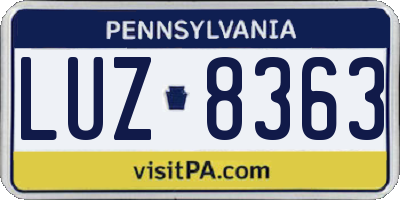 PA license plate LUZ8363