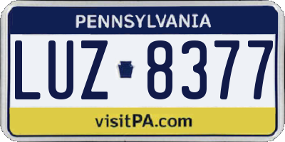 PA license plate LUZ8377