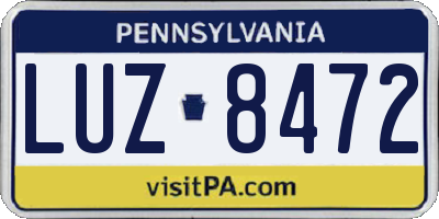 PA license plate LUZ8472
