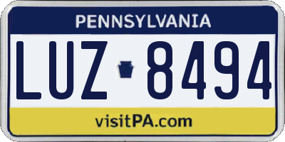 PA license plate LUZ8494
