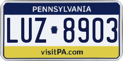 PA license plate LUZ8903