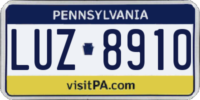 PA license plate LUZ8910
