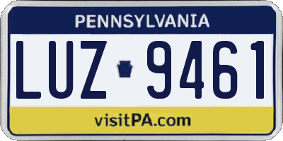 PA license plate LUZ9461