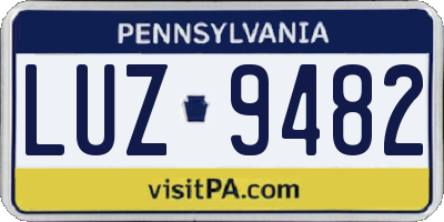 PA license plate LUZ9482