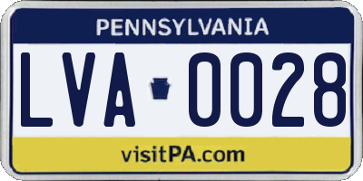 PA license plate LVA0028