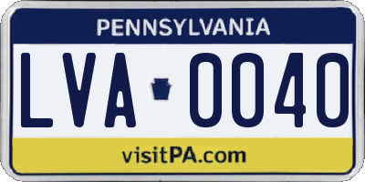 PA license plate LVA0040