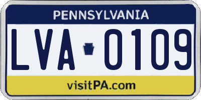 PA license plate LVA0109