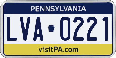 PA license plate LVA0221