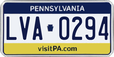 PA license plate LVA0294