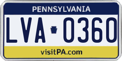 PA license plate LVA0360