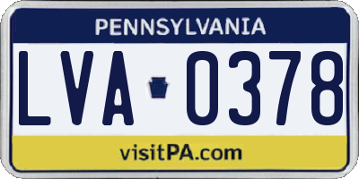 PA license plate LVA0378