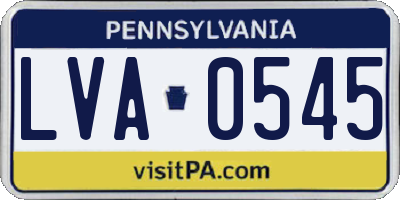 PA license plate LVA0545