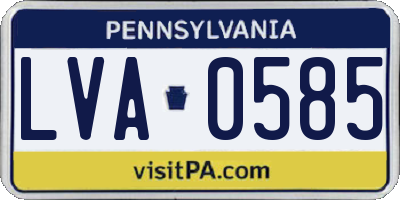 PA license plate LVA0585