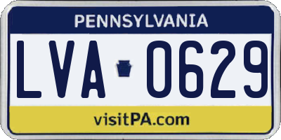 PA license plate LVA0629