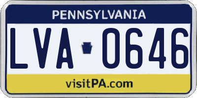 PA license plate LVA0646