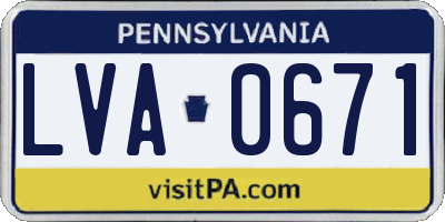 PA license plate LVA0671
