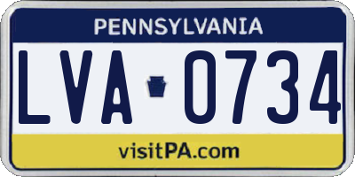 PA license plate LVA0734