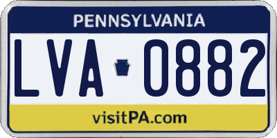 PA license plate LVA0882