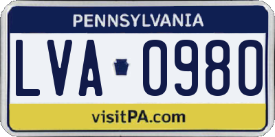 PA license plate LVA0980