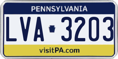 PA license plate LVA3203