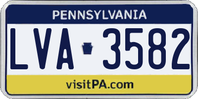 PA license plate LVA3582