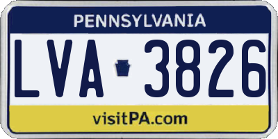 PA license plate LVA3826