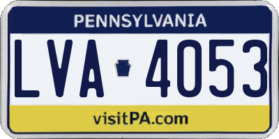 PA license plate LVA4053
