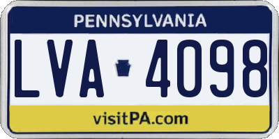 PA license plate LVA4098