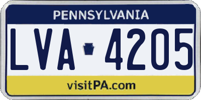 PA license plate LVA4205