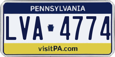 PA license plate LVA4774