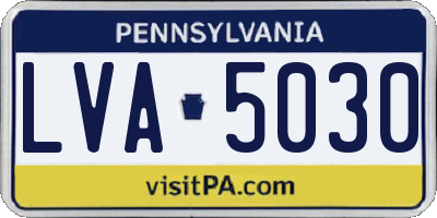 PA license plate LVA5030