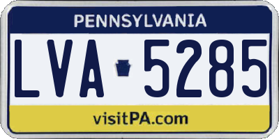 PA license plate LVA5285
