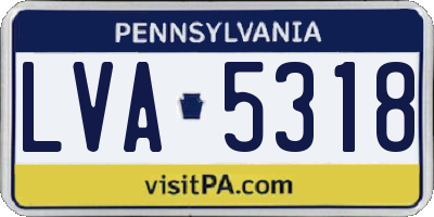 PA license plate LVA5318