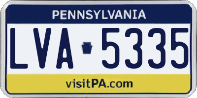 PA license plate LVA5335