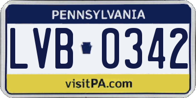 PA license plate LVB0342