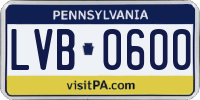 PA license plate LVB0600