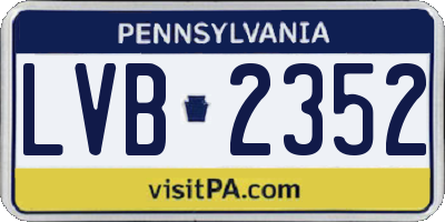 PA license plate LVB2352