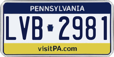 PA license plate LVB2981