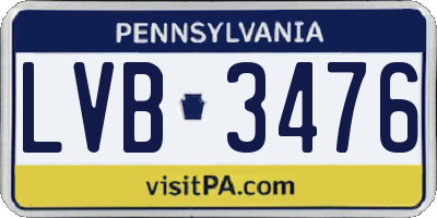 PA license plate LVB3476