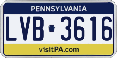 PA license plate LVB3616