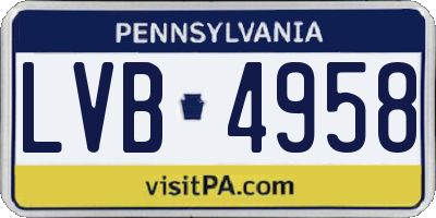 PA license plate LVB4958