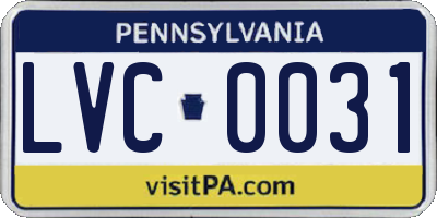 PA license plate LVC0031