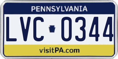 PA license plate LVC0344